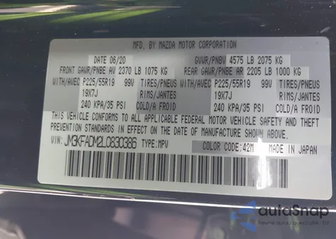 2020 Mazda Cx-5 Grand Touring from USA, damaged, VIN JM3KFADM2L0830386